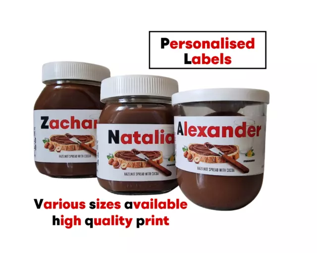 Personalised to fit Nutella Jar Label Sticker Gift Graduation
