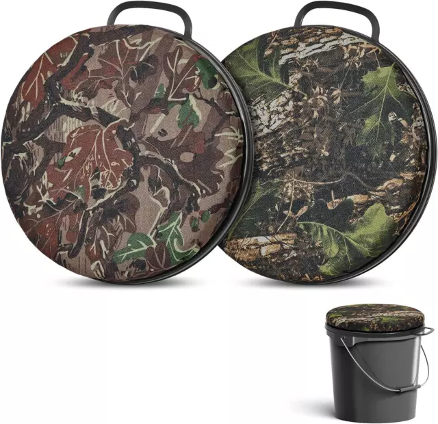 2 Pcs 5 Gallon Bucket Swivel Lid Seat Cushion Camouflage Ice Fishing Bucket Seat