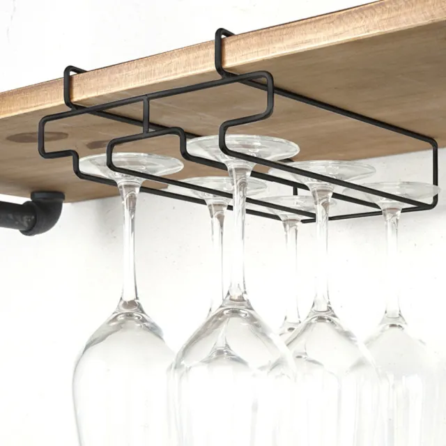 Wine Glass Holder Stemware Rack Under Cabinet Stainless Steel Hanger Storage.