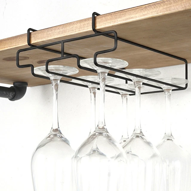 Wine Glass Holder Stemware  Rack Under Cabinet Stainless Steel Hanger Storage