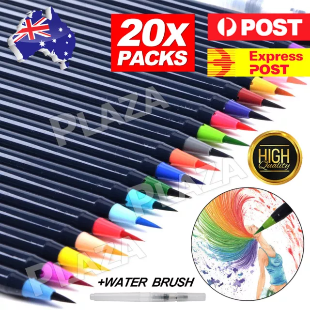 21x Watercolour Brush Pens Art Marker Drawing Painting Brush Artist Sketch AU