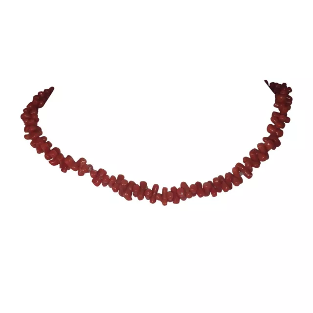 Victorian Hand Carved Red Coral Bead Necklace