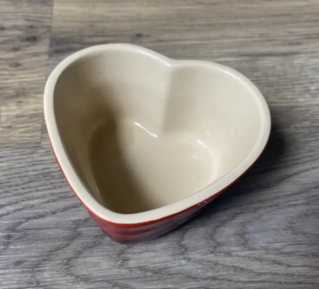 Genuine Le Creuset Stoneware Red Heart Shaped Ramekin- Dish/ Holder