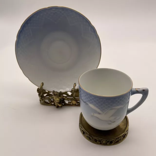 Bing and Grondahl Denmark Demitasse Tea Cup And Saucer Seagull Lt Blue Gradient