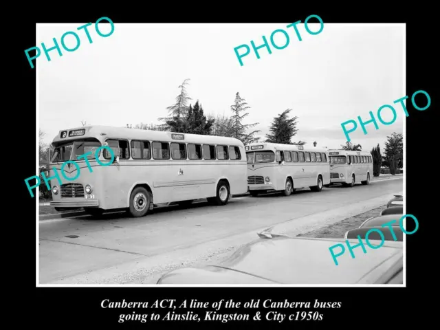 OLD POSTCARD SIZE PHOTO OF CANBERRA ACT OLD BUS SERVICE LINE AINSLIE etc c1950