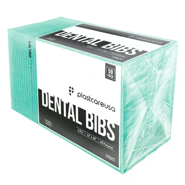 50 Green Disposable Dental Bibs, Tattoo Tray Nail Chair Bed Paper Covers