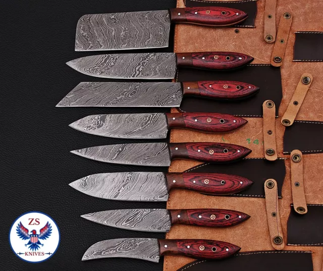 Custom Handmade Forged Damascus Steel Chef Knife Set Kitchen Knives Set Zs 47