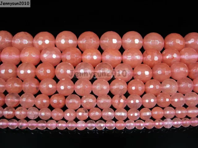 Natural Red Cherry Quartz Gemstone Faceted Round Beads 15.5'' 4mm 6mm 8mm 10mm