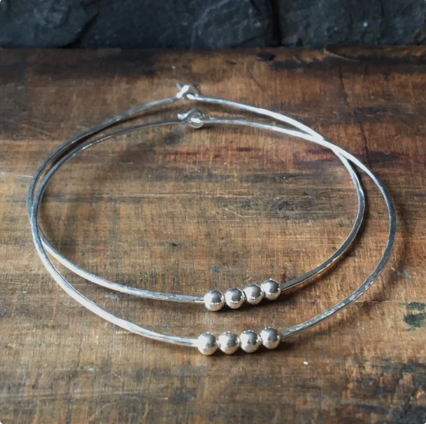Ensemble de 2 bracelets en perles d'argent