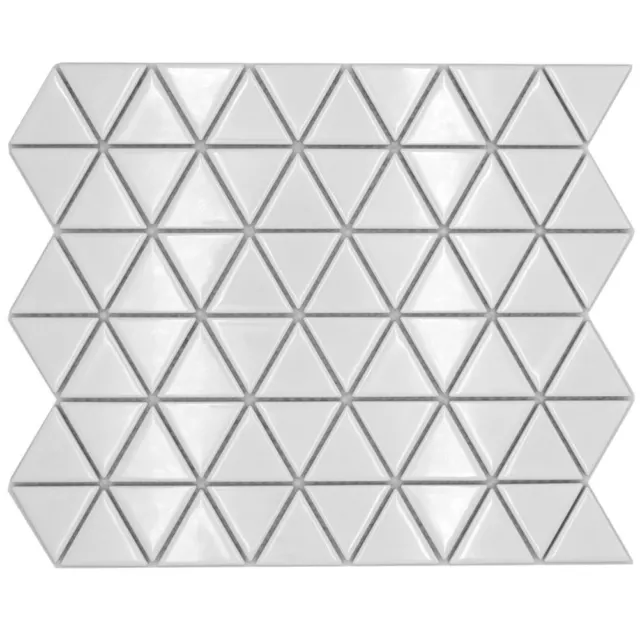Céramique Mosaïque Triangle Diamant Blanc Uni Brillant Splash 10 Surfaces