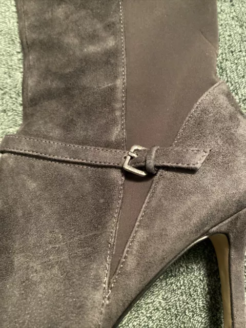 Ivanka Trump “Anaba” Grey Suede & Textile High Heel Boots Size 9 3