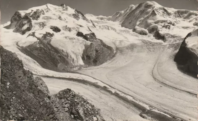 AK Zermatt. Gornergratbahn, Monte Rosa und Lyskamm, Gornergletscher