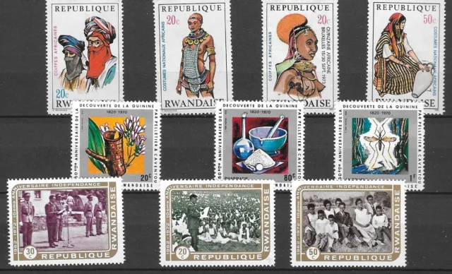 Lot Briefmarken Afrika Ruanda,  Motive Kunst, Medizin, Geschichte, postfrisch