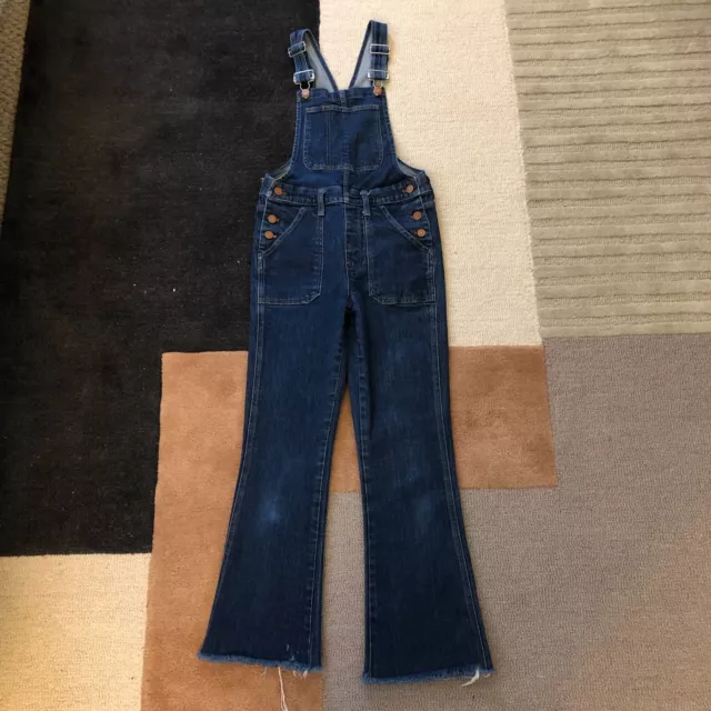 Madewell Overalls Womens XS Blue Flea Market Flare Raw Hem Stretch Denim Ladies