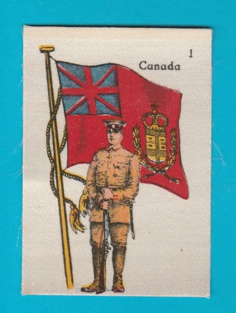 Silk ' Flag With Soldier ' - Canada - La Favorita (Canary Islands) - 1915
