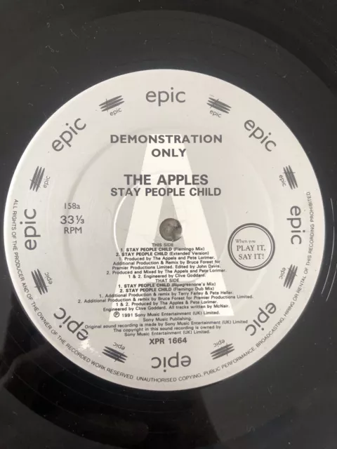 The Apples - Stay People Child - 12” Vinyl Record The Dance Division Promo DJ