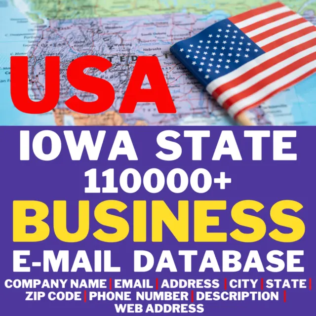 USA, Iowa State Business Email Database, 110000+ USA IA State Email lists