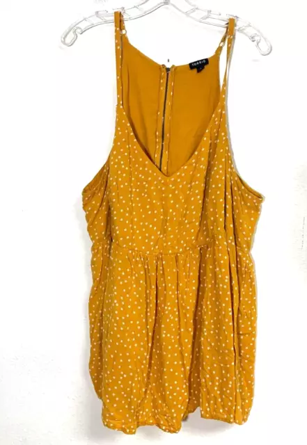 Torrid Challis tank top blouse Sz 3 Mustard Yellow Polka dot babydoll sleeveless