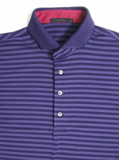 GREYSON MEN’S SMALL Purple Striped Performance Golf Polo Shirt ...