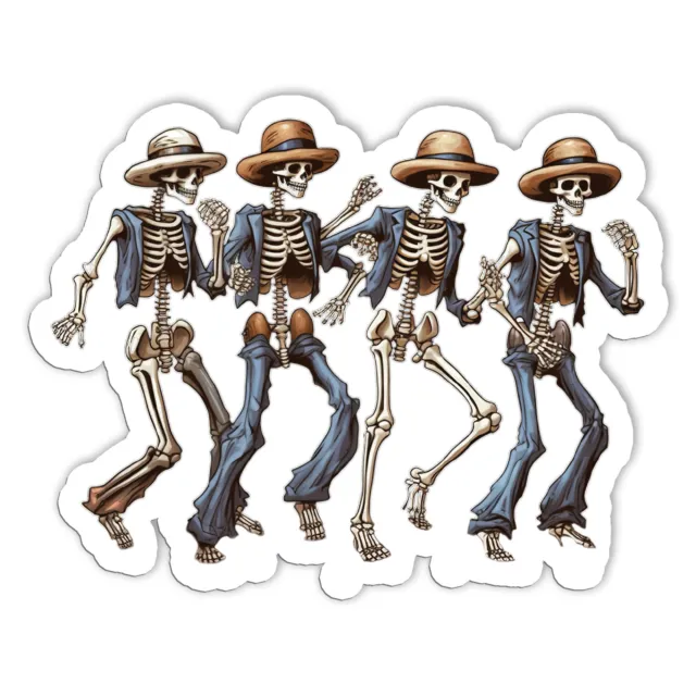 Skeleton Western Howdy Cowboy Dancing Boots Halloween Vinyl Sticker Size 5in