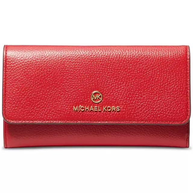 Michael Kors Jet Set Charm Crimson Peb Lth Lg Trifold Wallet 32F1Gt9E3L