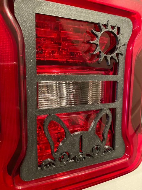 French Bulldog w Sun in 3D for Jeep Led Version JK/JKU/JL Rear Tail Light Covers