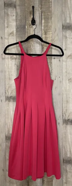 WOMEN'S CALVIN KLEIN Hot Pink Pleated Lined Dressy Sleeveless Dress SZ ...
