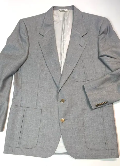 Vintage LANVIN PARIS Blazer 42 Gray Hopsack Wool made in USA