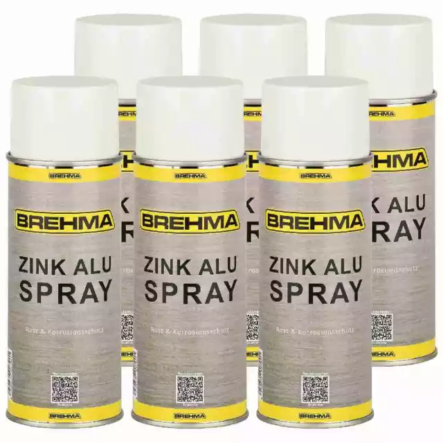 6x BREHMA Zink Alu Spray hell Grundierung Korrosionsschutz bis 300°C 400ml