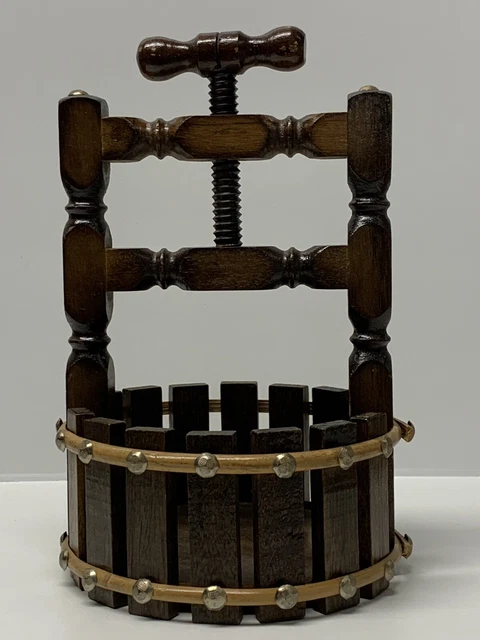 Vintage Wooden Hand Screw Nut Cracker Wishing Well