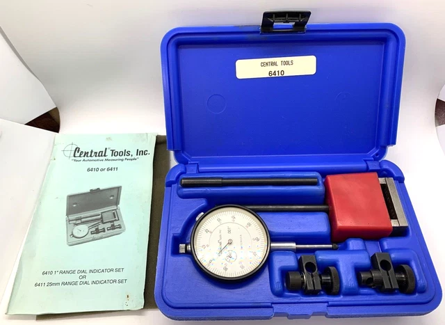 Central Tools USA 1" Dial Indicator Thickness Gauge Set Magnetic Base Blue Case