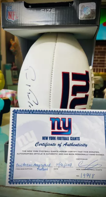 New York Giants PAUL PERKINS Signed Autographed Logo Stitched NFL Football