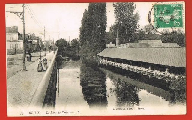 CPA REIMS- 51- Le Pont de Vesle- Edit LL N° 57- voyagée 1908 vers Belfort