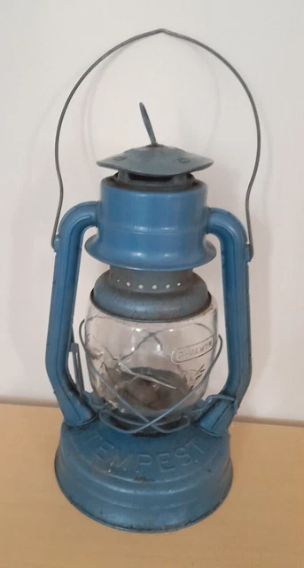 Vintage Chalwyn Tempest Oil Lamp Hurricane Storm Lantern, Blue - Spares/Repair