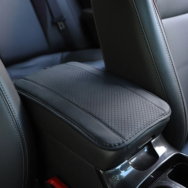 Black Leather Armrest Cushion Cover Center Console Box Mat Protector Car Parts