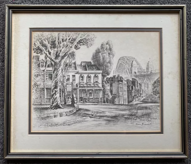 CEDRIC EMANUEL “The Rocks, Sydney and Harbour Bridge” Etching Sketch Print