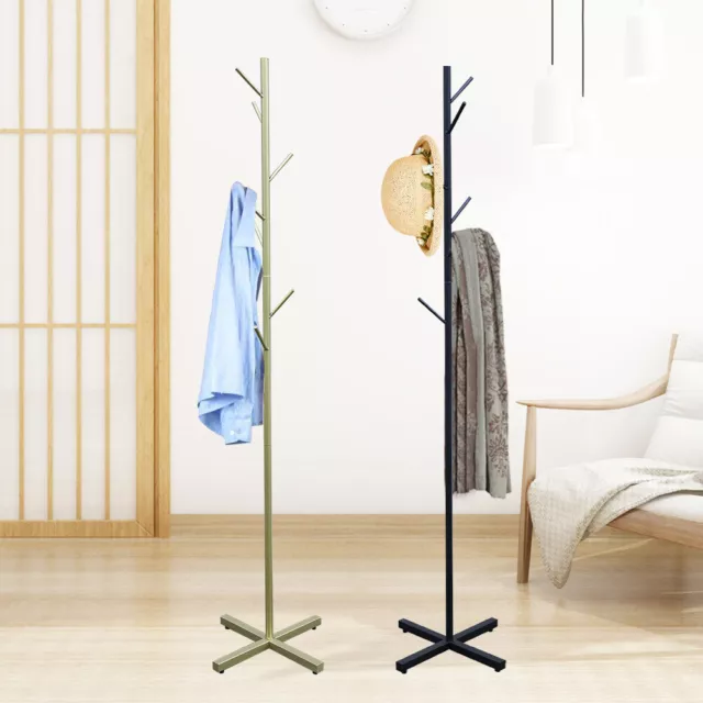 Modern Metal Coat Rack Free Standing 7 Hooks Hall Coat Tree Hat Umbrella Hanger