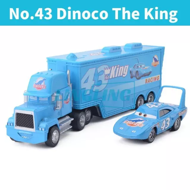 2Pcs Disney Pixar Cars No.43 DiNOco The King Hauler Truck Diecast Toys Kid Gift