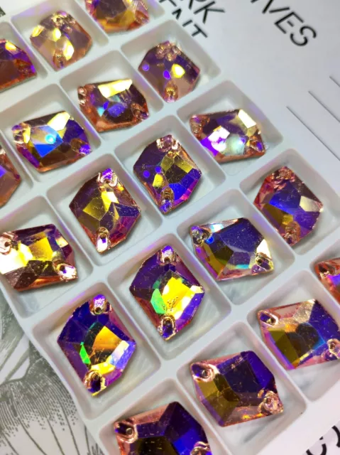 Cosmic Sew-on Peach Pink Stones Glass Crystal Rhinestones Beads 17x22mm 20pcs