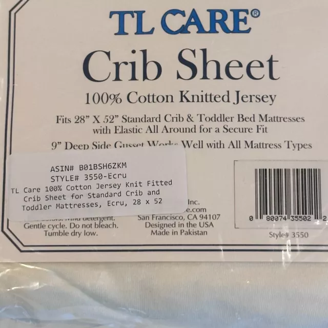 TL Care 100% Cotton Knitted Jersey Crib Sheet COLOR Ecru