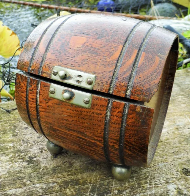 Art Deco 1920's Teofani wooden barrel cigarette boxes  TWO  jewel boxes