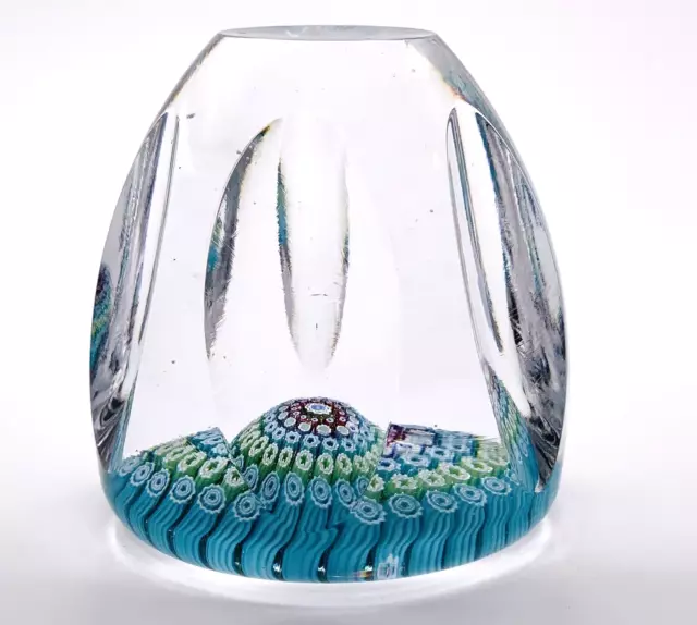 Whitefriars Patt.No P5 Full Lead Crystal Finger Cut Millefiori Glass Paperweight