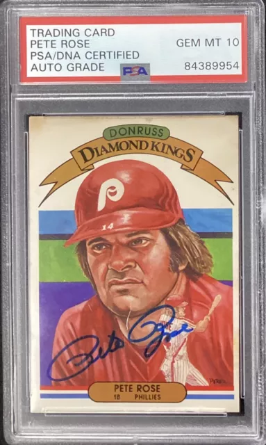 Pete Rose Signed 1982 Donruss Diamond Kings #1 Card Reds PSA/DNA Auto Gem Mt 10