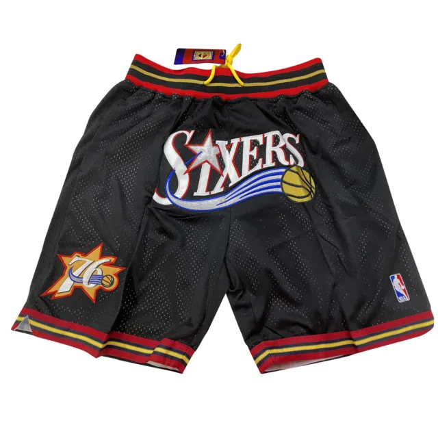 Pantalones cortos de baloncesto retro Philadelphia 76ers Stitched City Edition