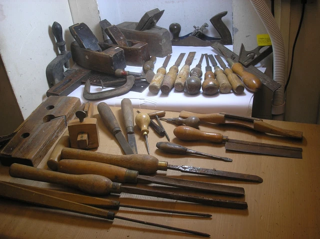 Lot of old woodworking tools , planes , hand tools etc