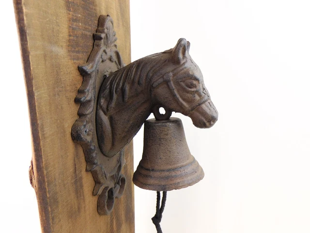 Cast Iron Horse Head Wall Mount Dinner Bell Doorbell 9.5" Tall Barn Ranch Farm