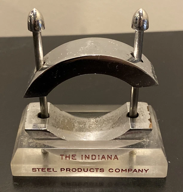 Vintage Indiana Steel Products Co. Magnets Valparaiso Horseshoe Desk Topper Logo