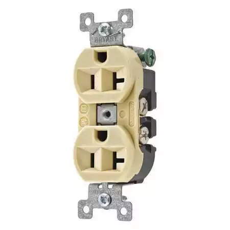 Zoro Select 5362Bi Receptacle, 20 A Amps, 125V Ac, Flush Mount, Standard Duplex