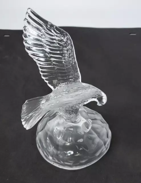 American Bald Eagle Figure 24% Lead Crystal Frosted Base Cristal D'Arques 8"