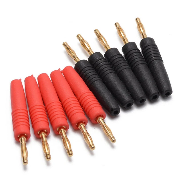 2Pcs 4mm Wire Cord Solder Type Male Banana Plug Jack Connector Gold PlatedB.$i